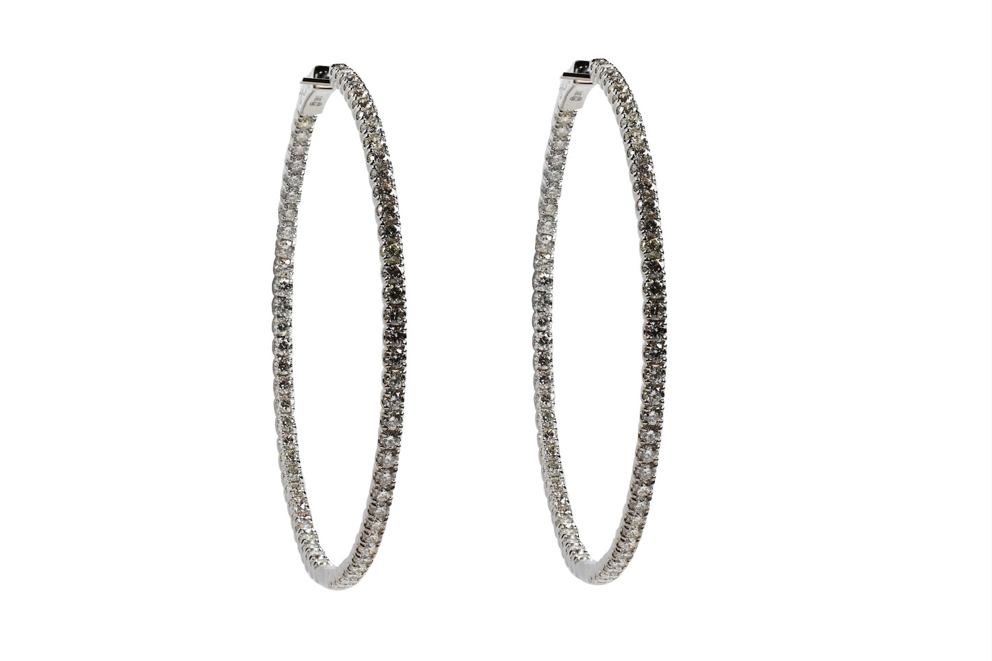 Large Inside Outside Diamond Pave Hoops