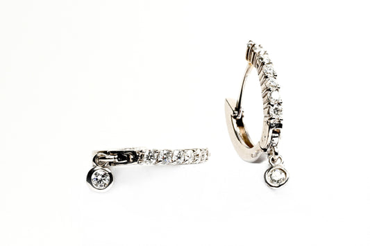 Oval Hoops with Diamond Droplet