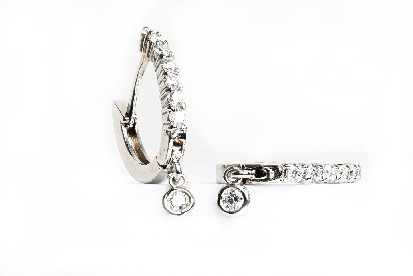 Oval Hoops with Diamond Droplet