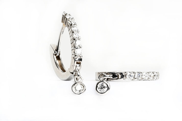 Oval Hoops with Diamond Droplet
