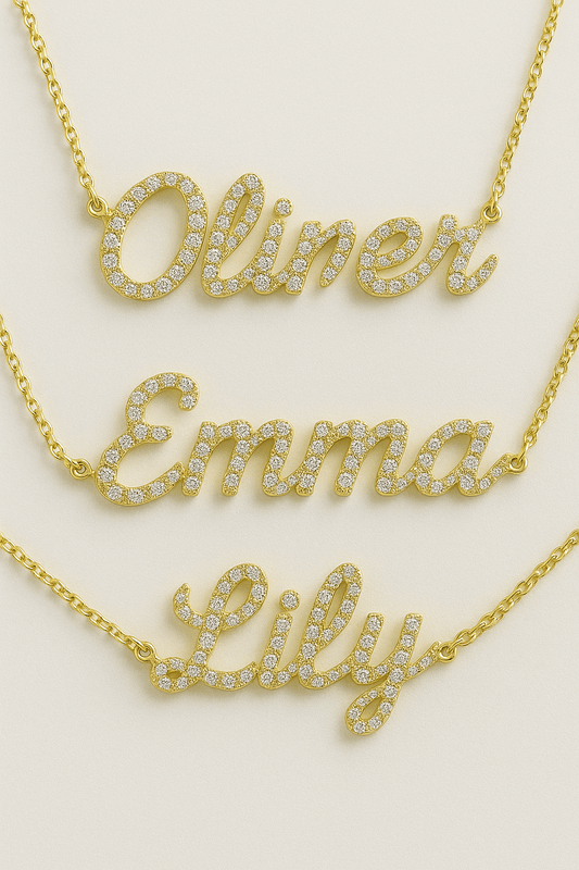 Custom Diamond Script Necklace