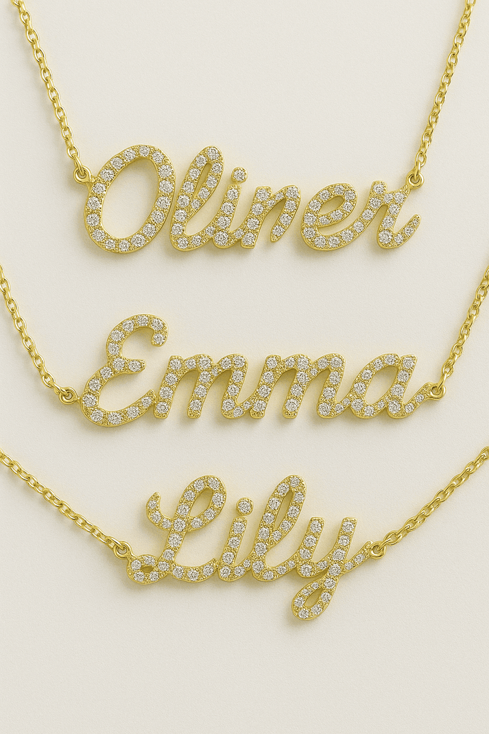 Custom Diamond Script Necklace