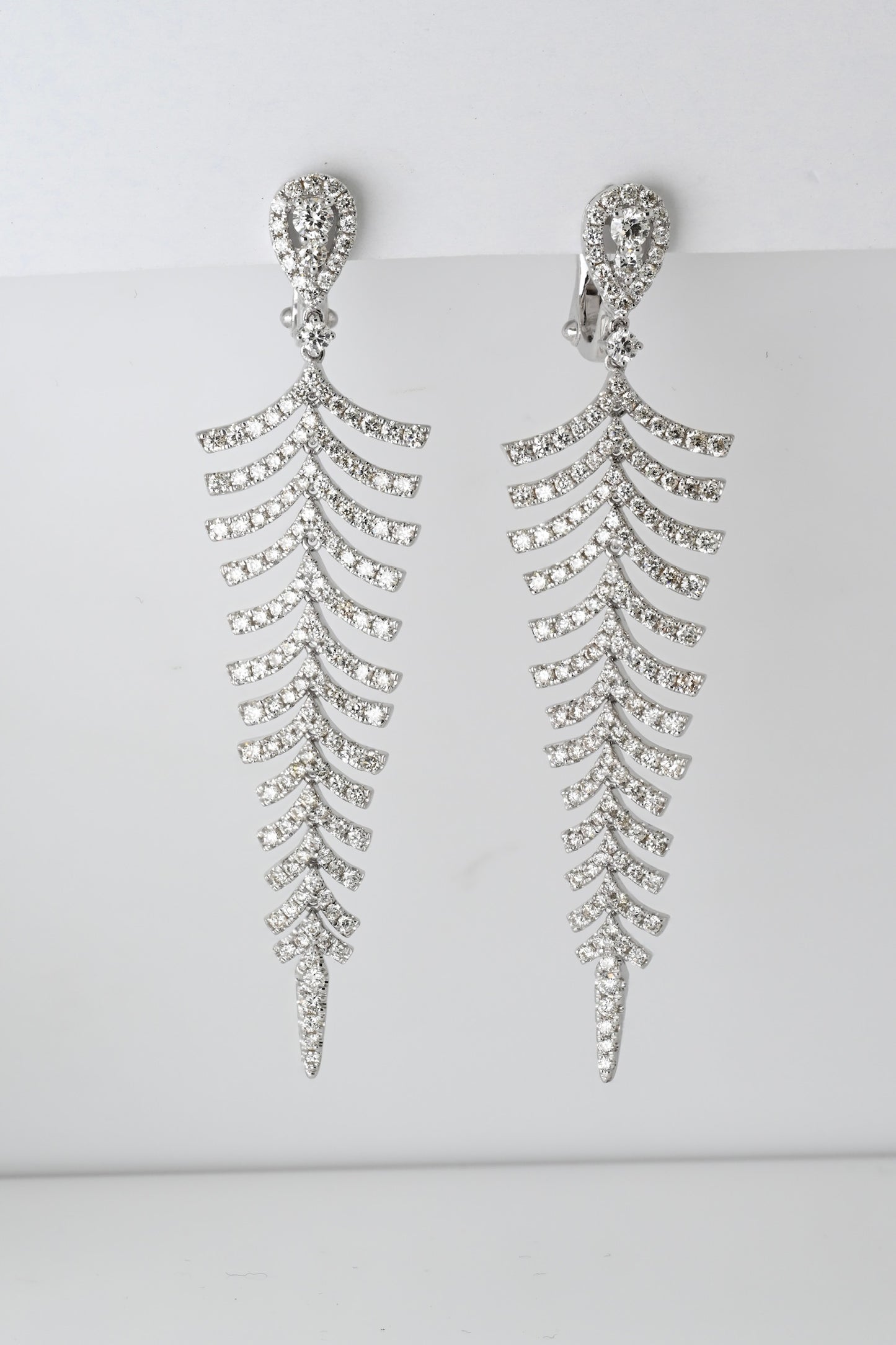 Diamond "Fern" Drop Earrings