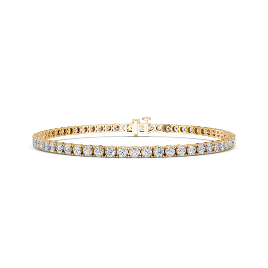 4.9 CTTW Round Lab Diamond 4 Prong Straight Line Tennis Bracelet 14K Yellow Gold