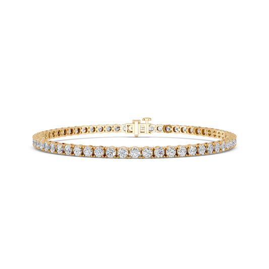 4.9 CTTW Round Lab Diamond 4 Prong Straight Line Tennis Bracelet 14K Yellow Gold
