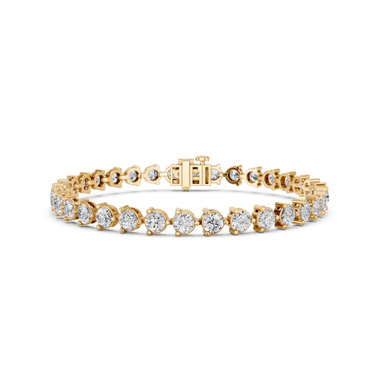7.01 CTTW Round Lab Diamond 3 Prong Tennis Bracelet 14K Yellow Gold
