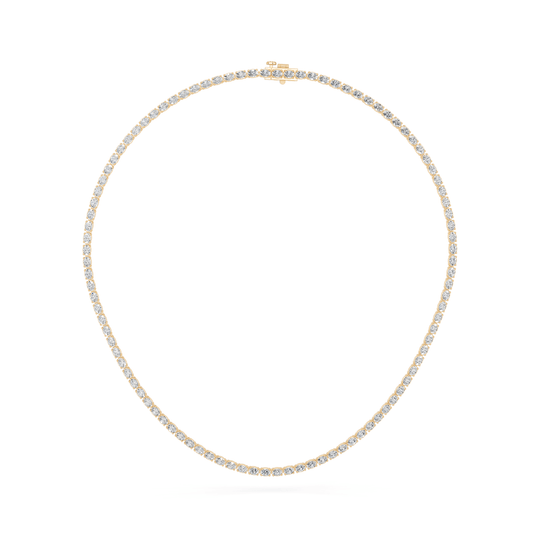 9.88 CTTW Oval Lab Diamond Tennis Necklace 14K Yellow Gold