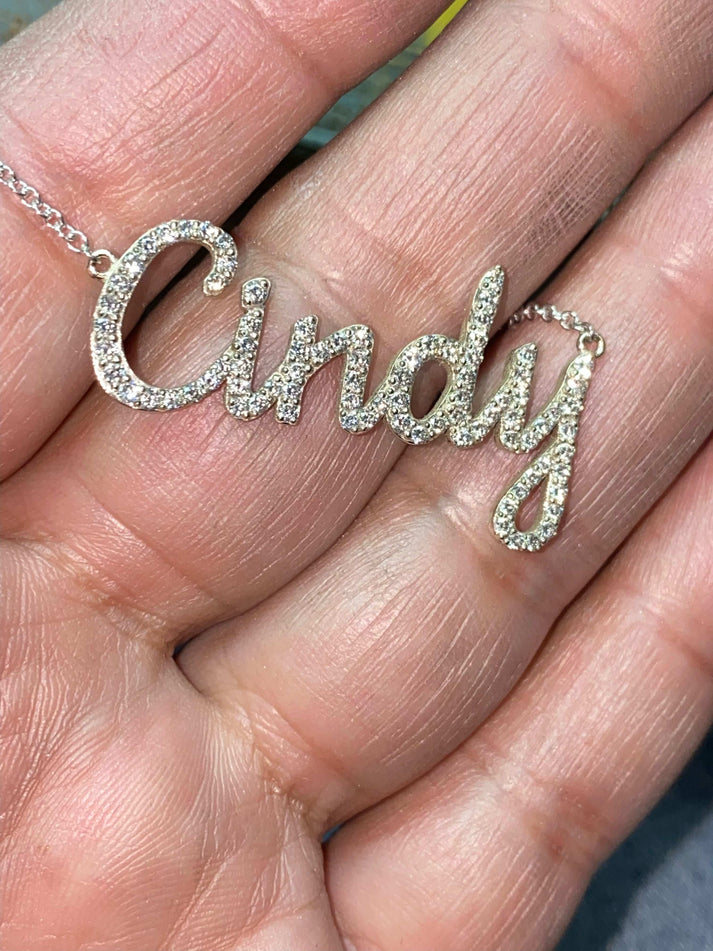 Custom Diamond Script Necklace