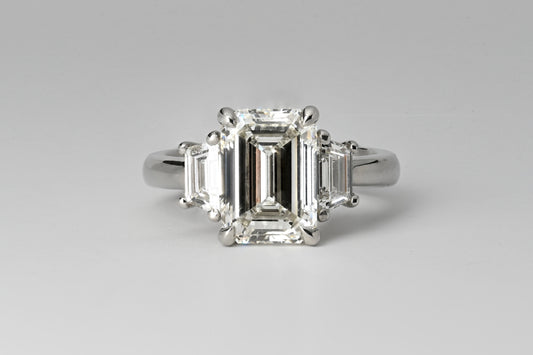 3.5 Carat Emerald Diamond with Sidestones