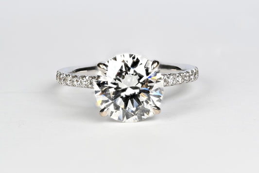 3 Carat Round with Diamond Shank