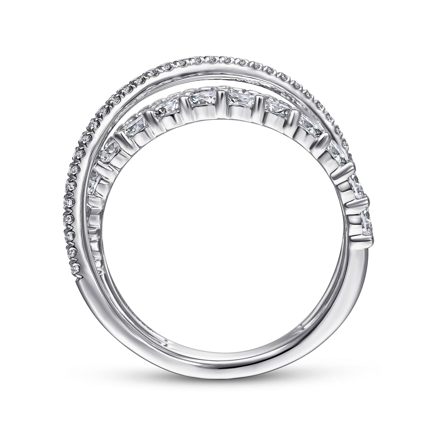 14K White Gold Diamond Layered Criss Cross Ring LR51499W45JJ - Dejaun Jewelers