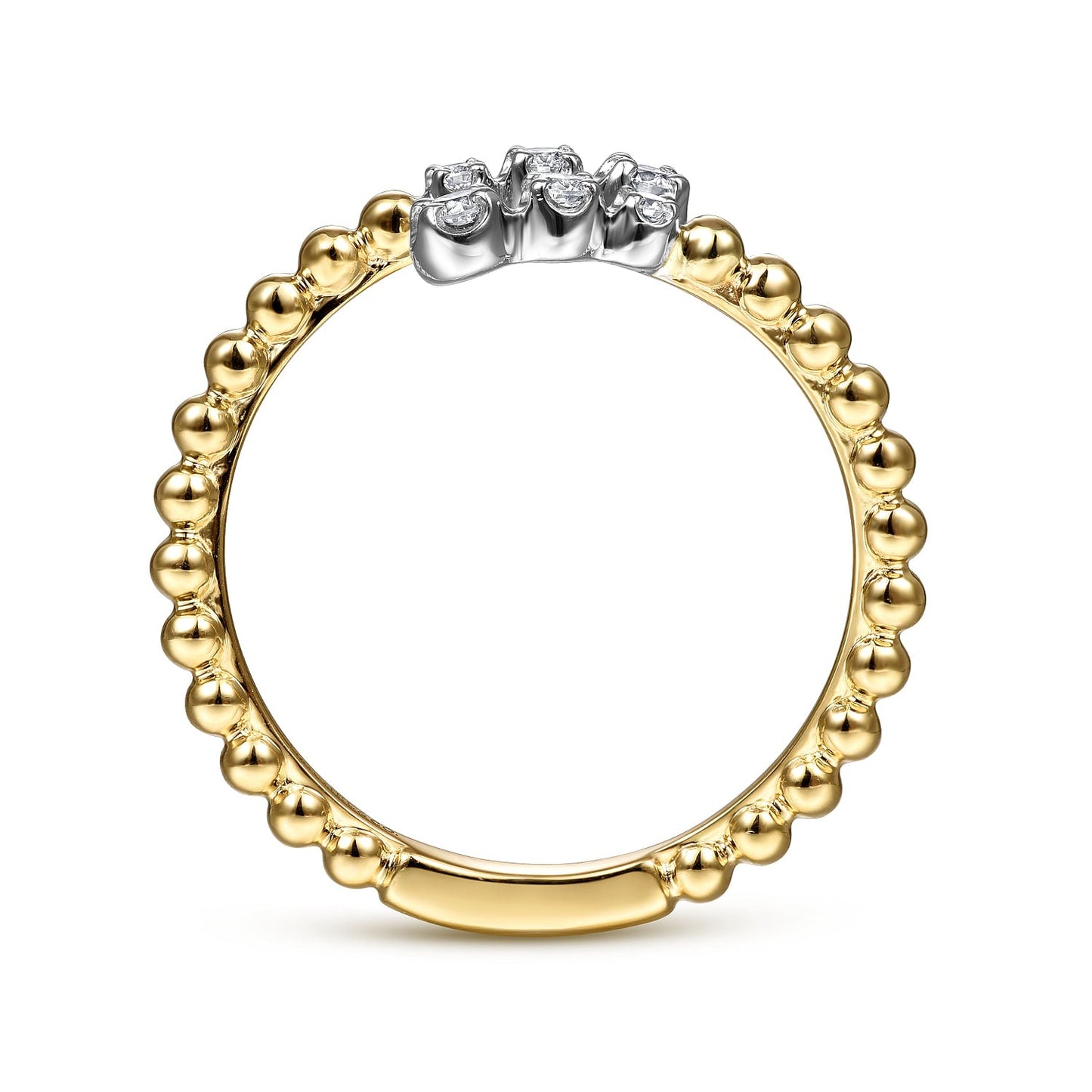 14K White-Yellow Gold Bujukan Ball and Diamond Open Bypass Ring LR51745M45JJ