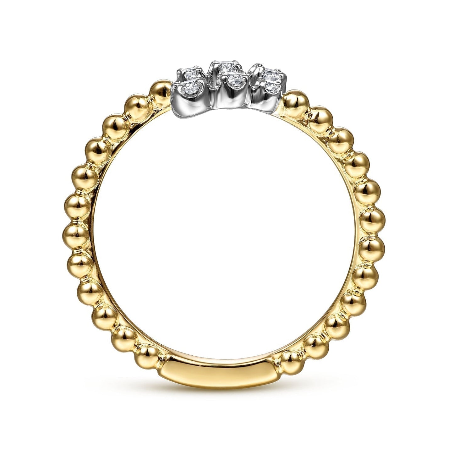 14K White-Yellow Gold Bujukan Ball and Diamond Open Bypass Ring LR51745M45JJ