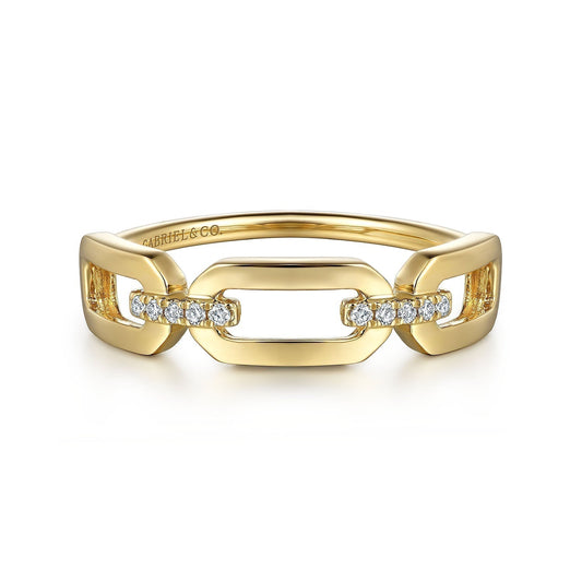 14K Yellow Gold Diamond Link Chain Ladies Ring LR52499Y45JJ