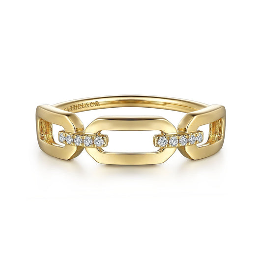14K Yellow Gold Diamond Link Chain Ladies Ring LR52499Y45JJ