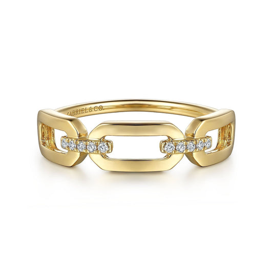 14K Yellow Gold Diamond Link Chain Ladies Ring LR52499Y45JJ
