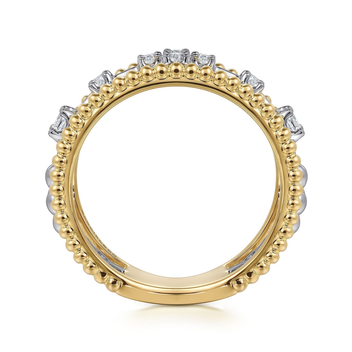 14K White and Yellow Gold Bujukan Diamond Easy Stackable Ladies Ring LR52568M45JJ