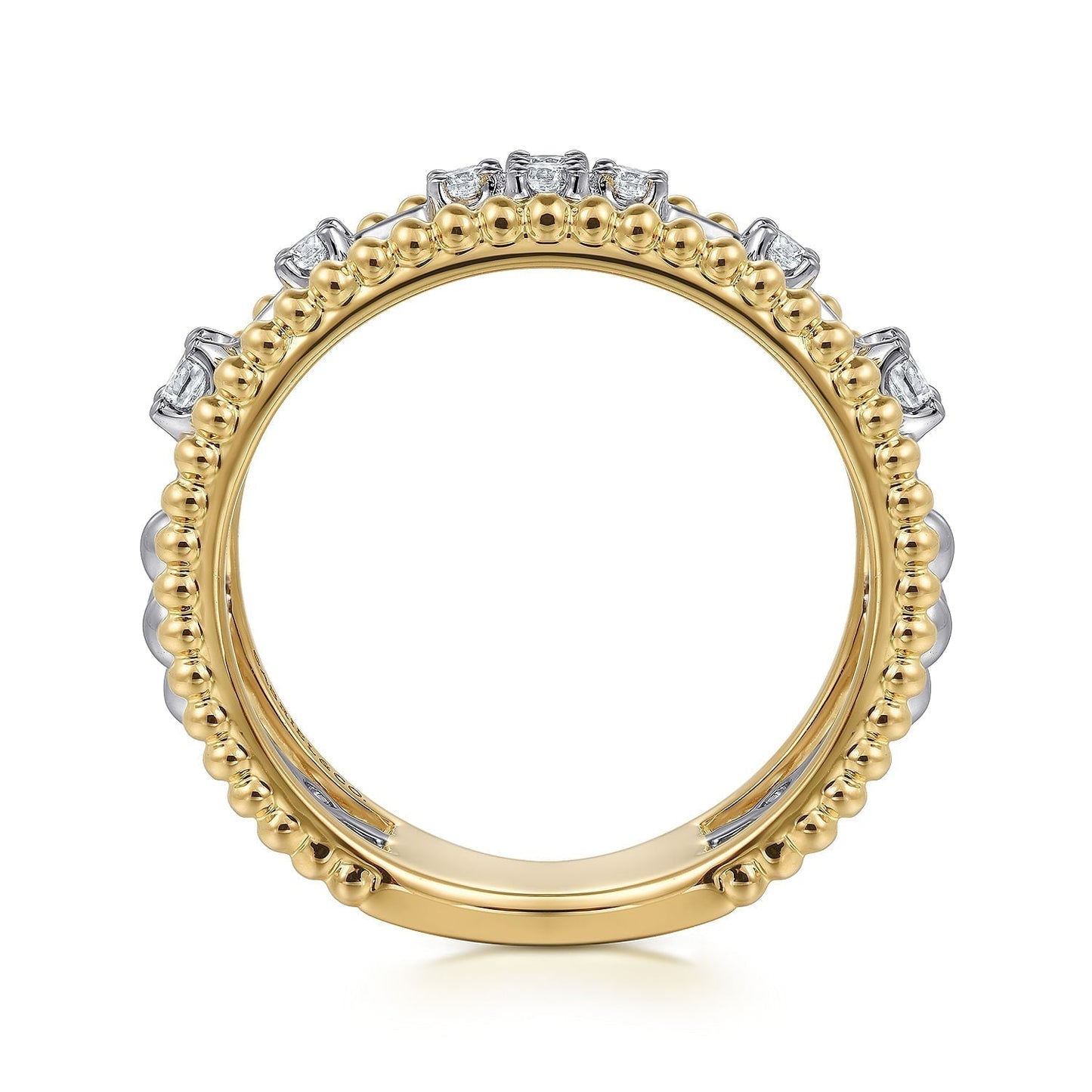 14K White and Yellow Gold Bujukan Diamond Easy Stackable Ladies Ring LR52568M45JJ