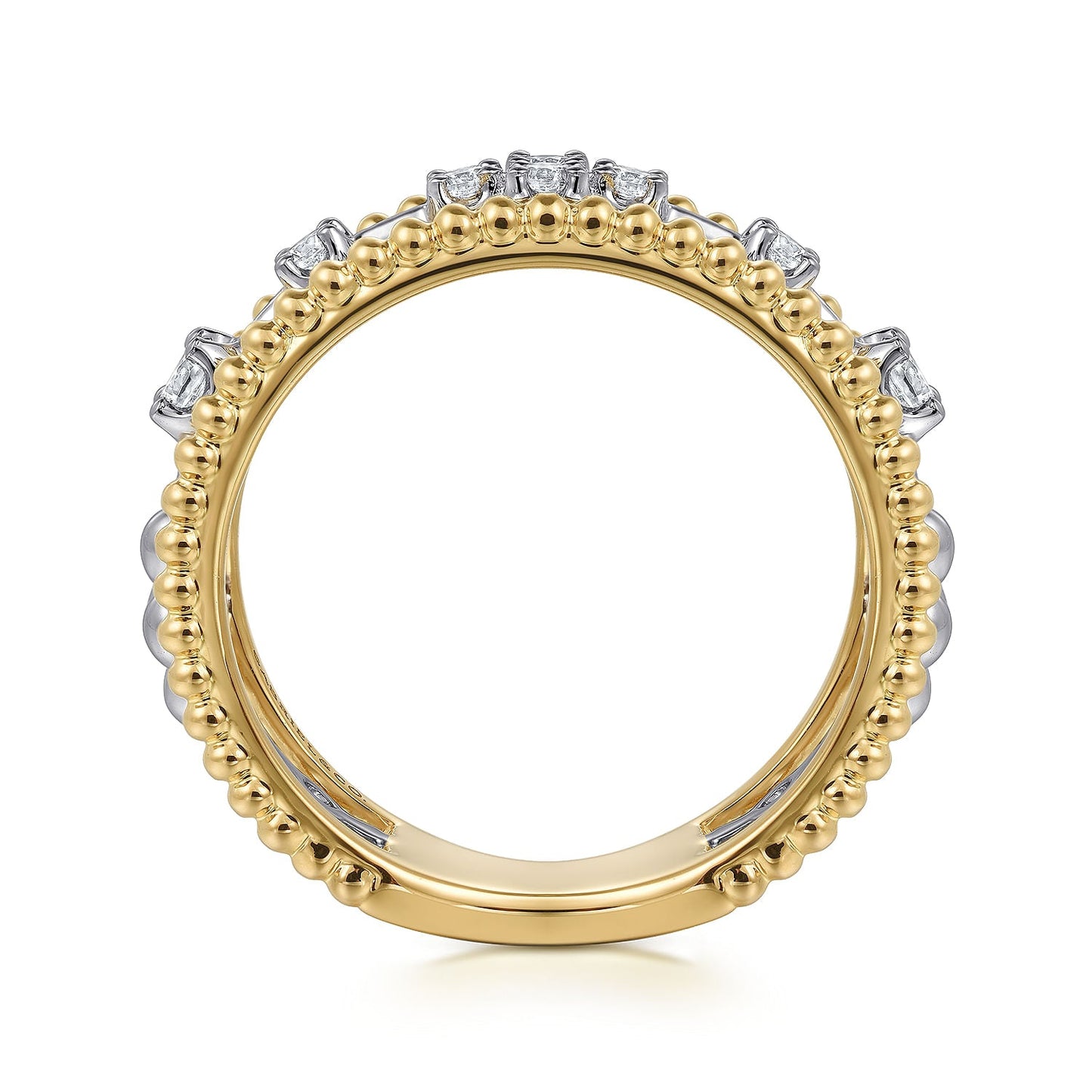 14K White and Yellow Gold Bujukan Diamond Easy Stackable Ladies Ring LR52568M45JJ