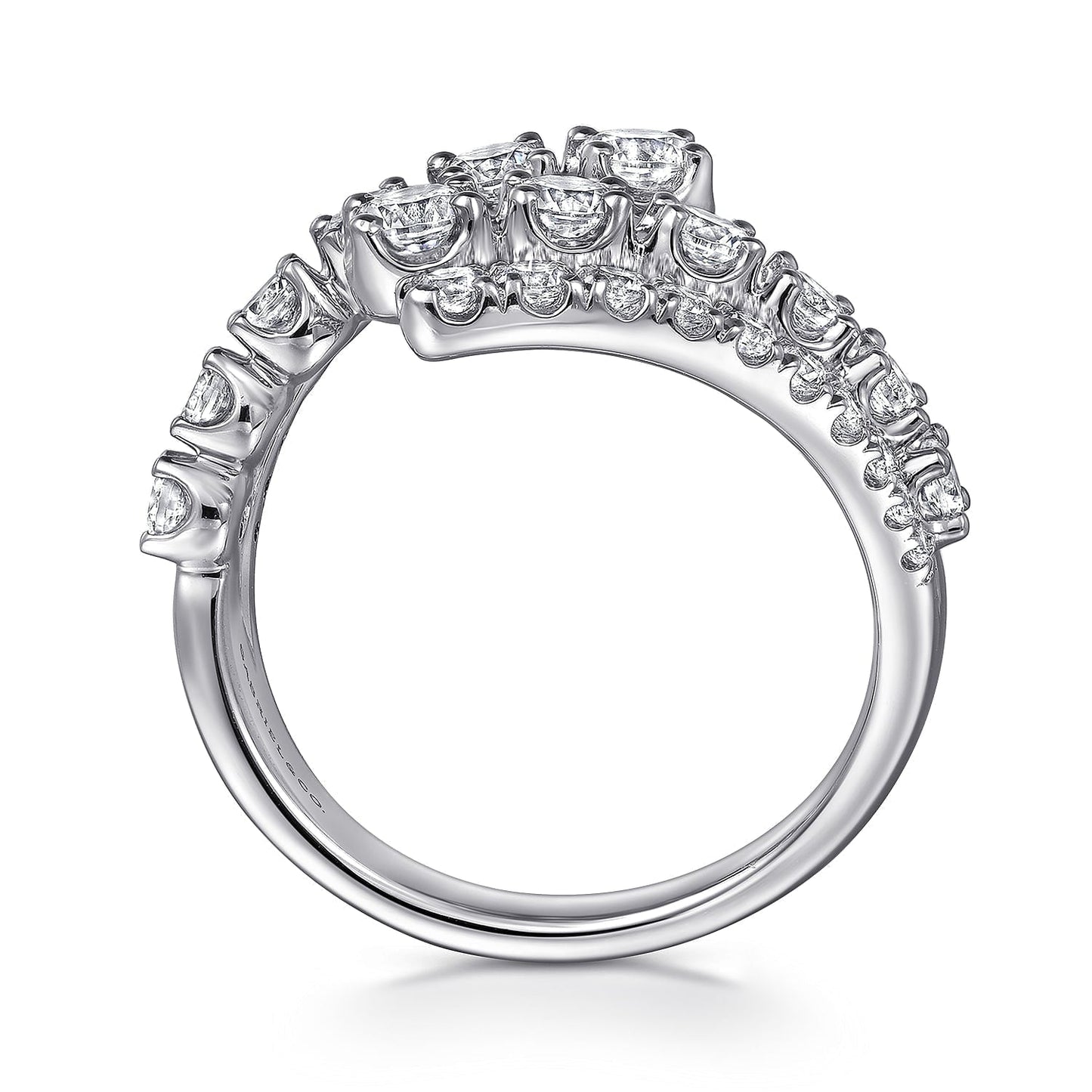 14K White Gold Double Row Diamond Bypass Ladies Ring LR52598W45JJ - Dejaun Jewelers