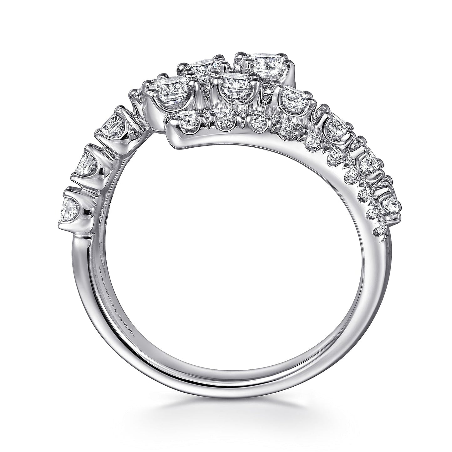 14K White Gold Double Row Diamond Bypass Ladies Ring LR52598W45JJ - Dejaun Jewelers