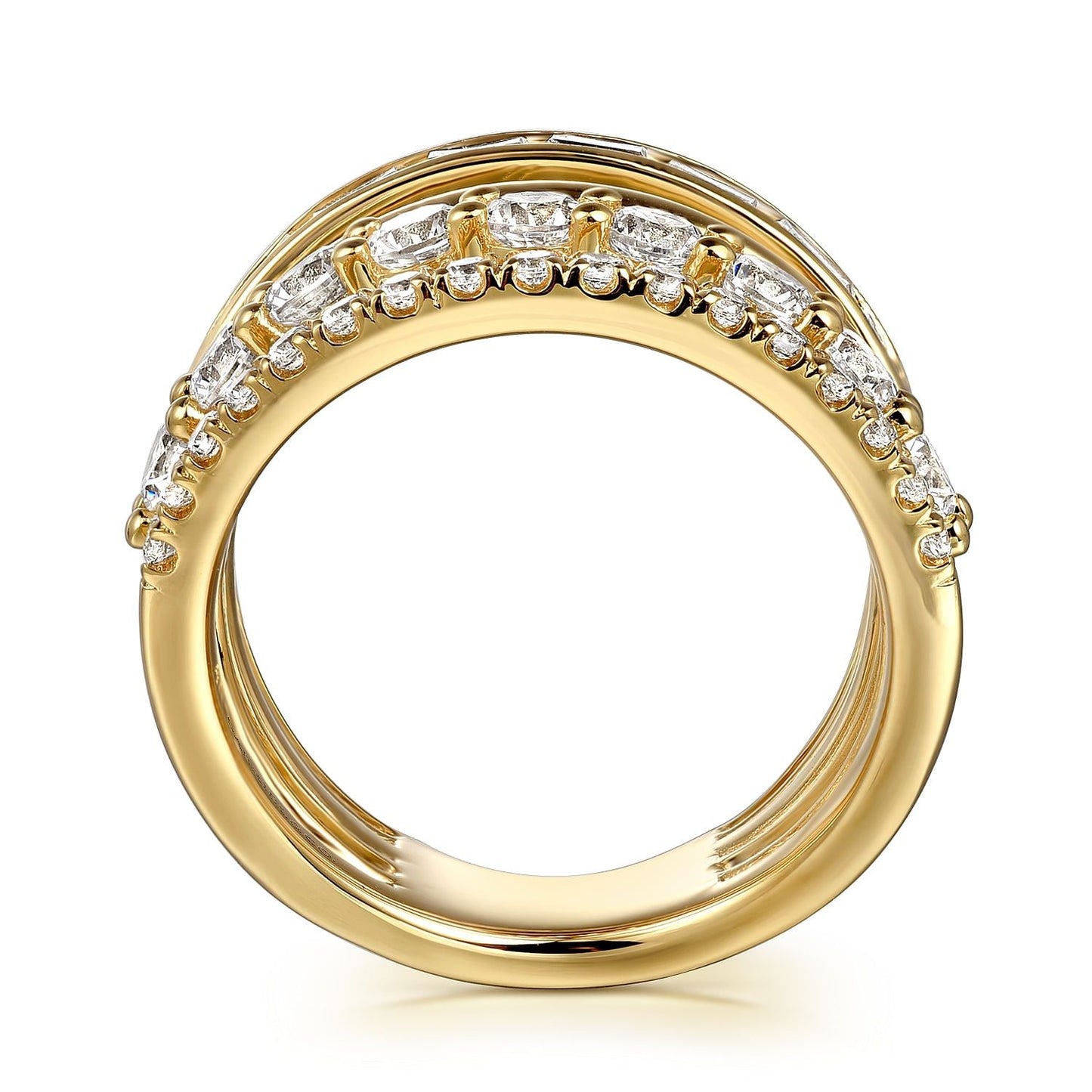 14K Yellow Gold Diamond Wide Band Easy Stackable Ring LR52691Y44JJ