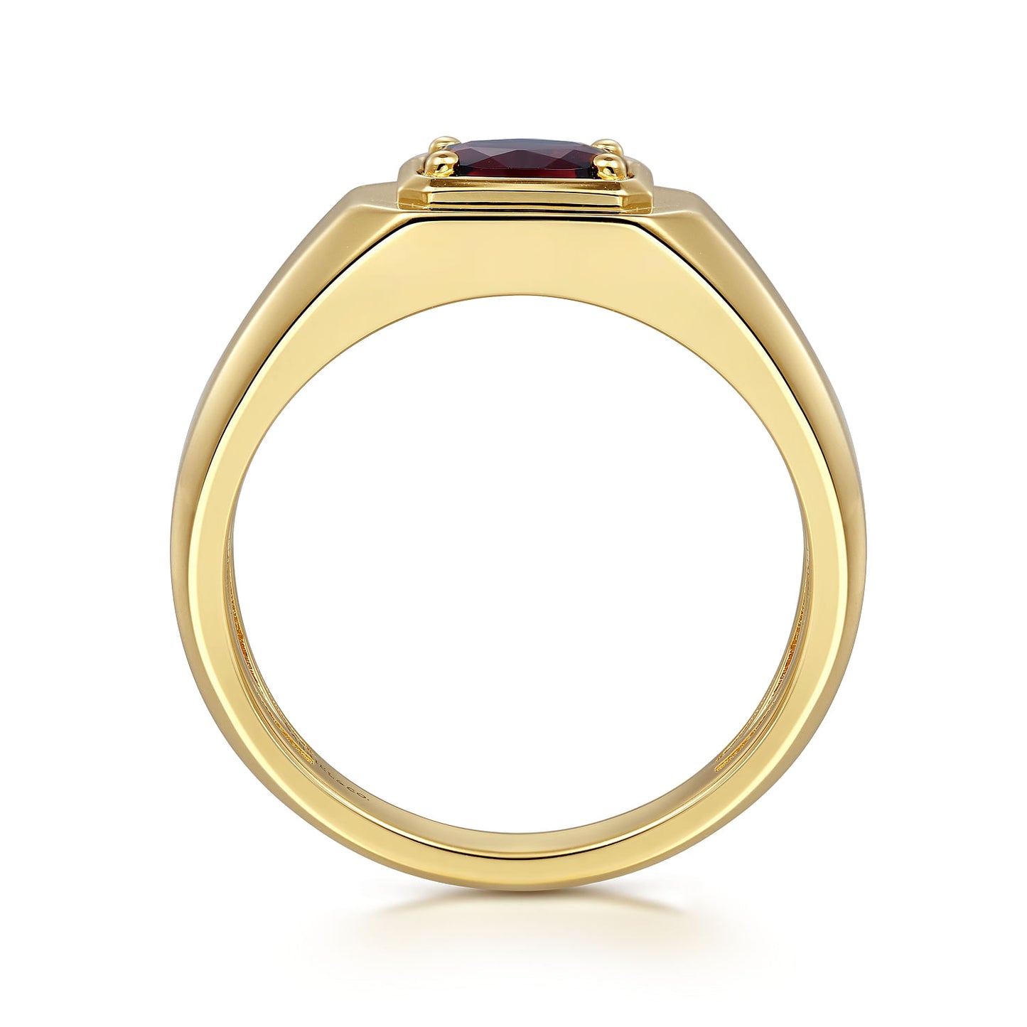 14K Yellow Gold Garnet Mens Ring in High Polish Finish MR20066Y4JGN