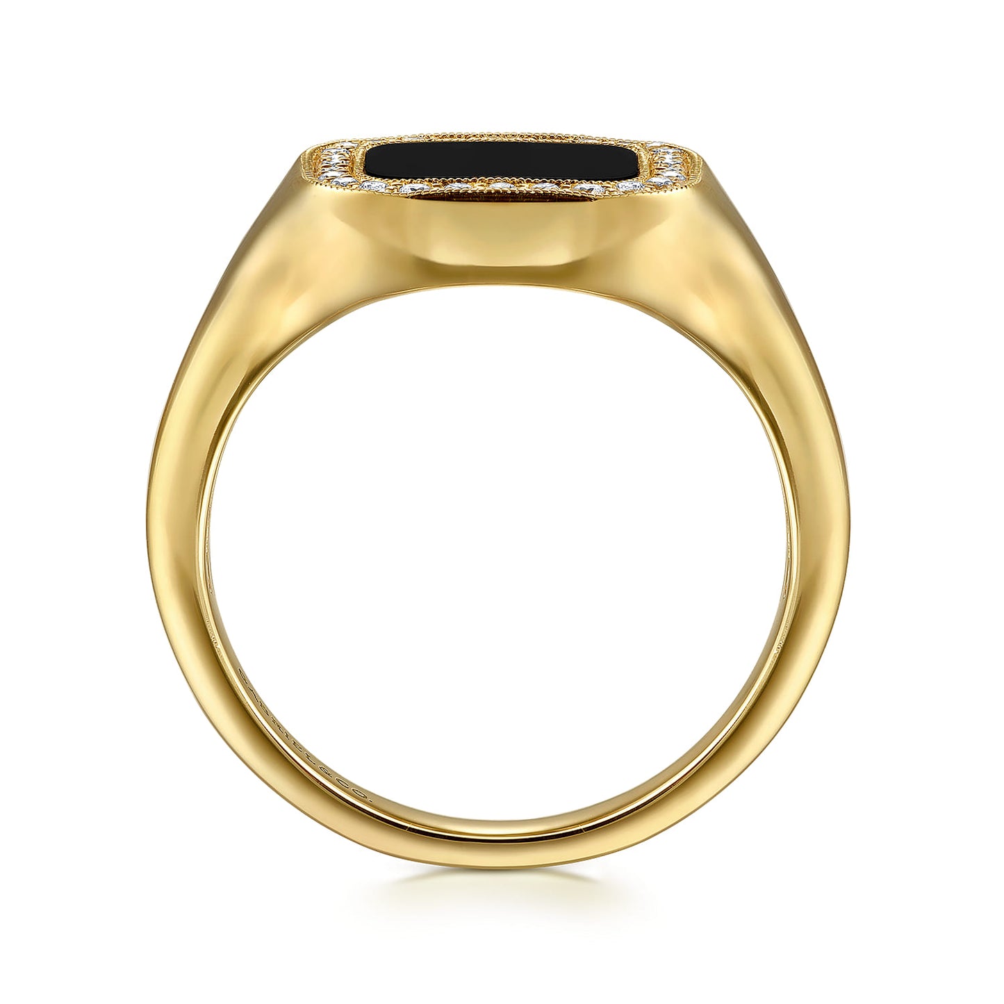 14K Yellow Gold Diamond and Onyx Mens Ring in High Polished Finish MR20130Y45OX