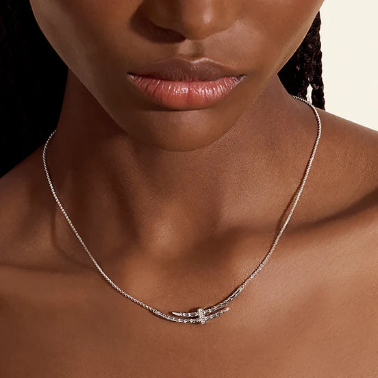 Spear Station Necklace, Sterling Silver, Diamonds 1.5MM|NBP989592DI