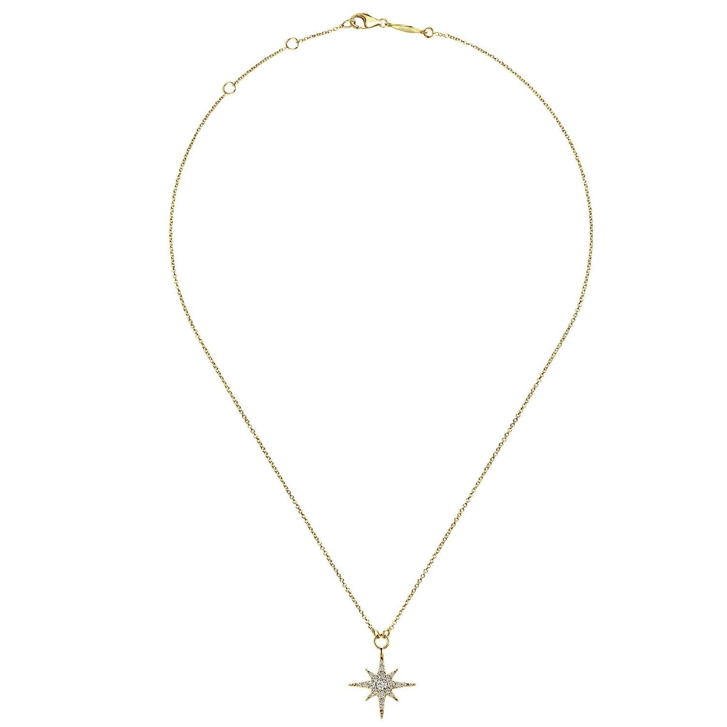 14K Yellow Gold Diamond Starburst Pendant Necklace NK4847Y45JJ