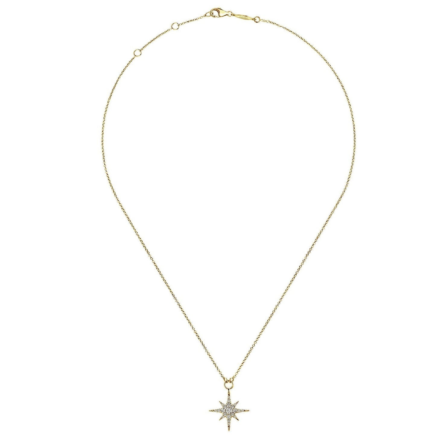14K Yellow Gold Diamond Starburst Pendant Necklace NK4847Y45JJ