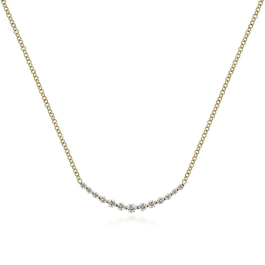 14K Yellow Gold Diamond Curved Bar Necklace NK4942Y45JJ