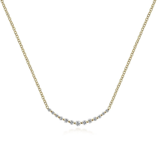 14K Yellow Gold Diamond Curved Bar Necklace NK4942Y45JJ