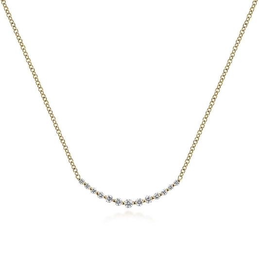 14K Yellow Gold Diamond Curved Bar Necklace NK4942Y45JJ
