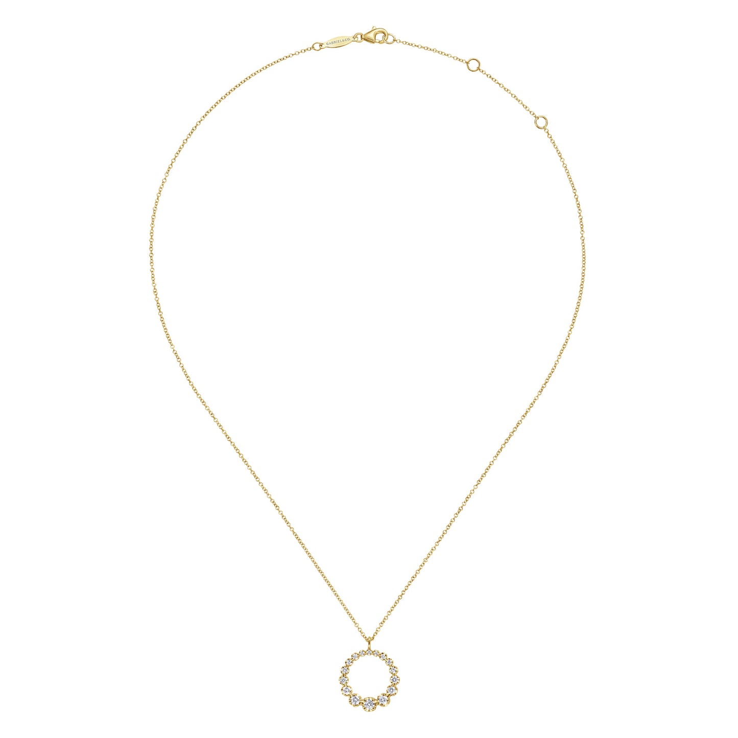 14K Yellow Gold Diamond Circle Pendant Necklace NK6214Y45JJ