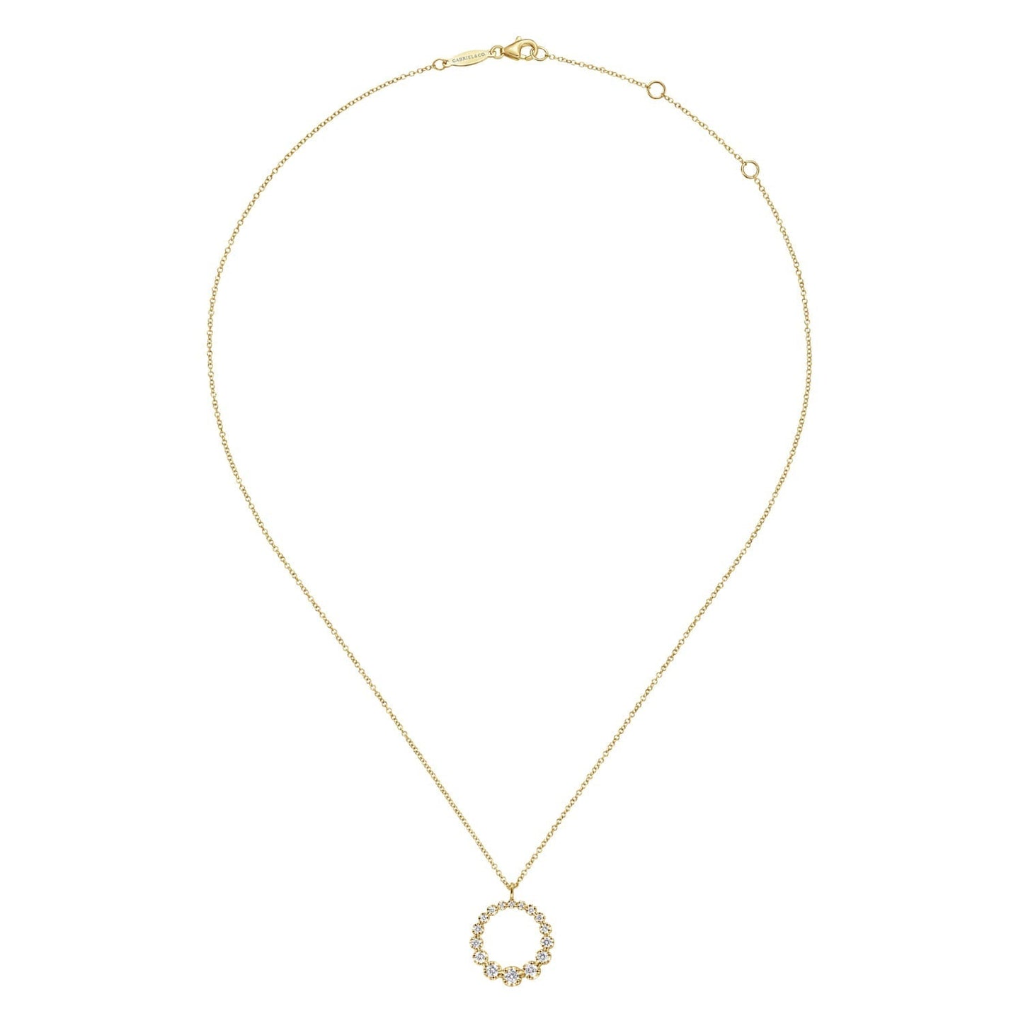 14K Yellow Gold Diamond Circle Pendant Necklace NK6214Y45JJ