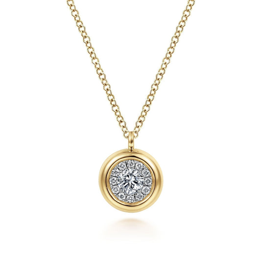 14K Yellow Gold Diamond Halo Pendant Necklace NK6617Y45JJ