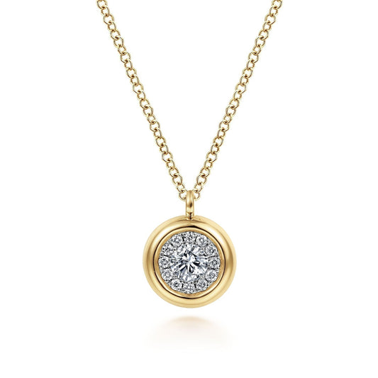 14K Yellow Gold Diamond Halo Pendant Necklace NK6617Y45JJ