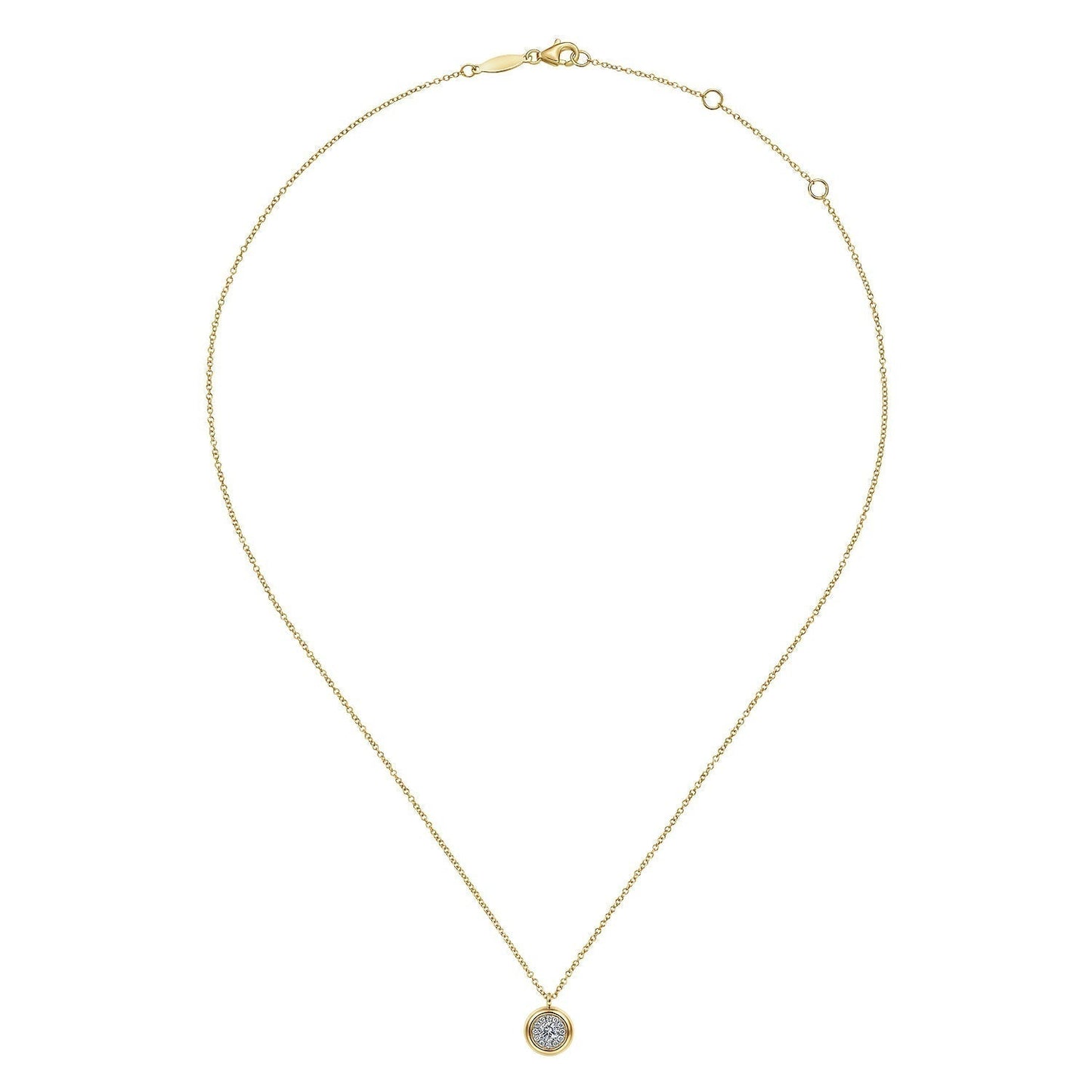 14K Yellow Gold Diamond Halo Pendant Necklace NK6617Y45JJ