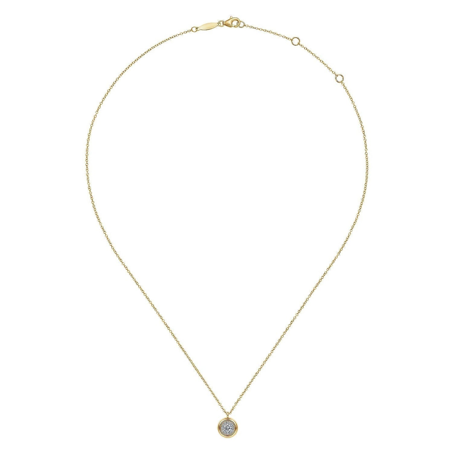 14K Yellow Gold Diamond Halo Pendant Necklace NK6617Y45JJ