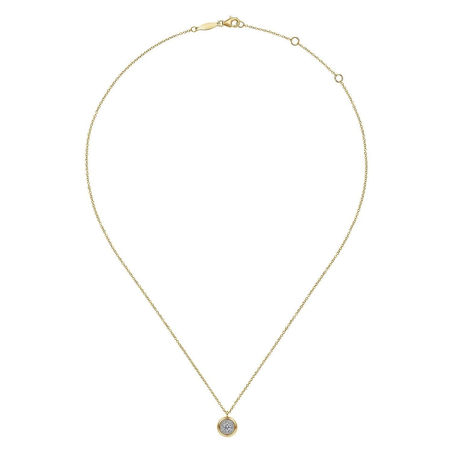 14K Yellow Gold Diamond Halo Pendant Necklace NK6617Y45JJ