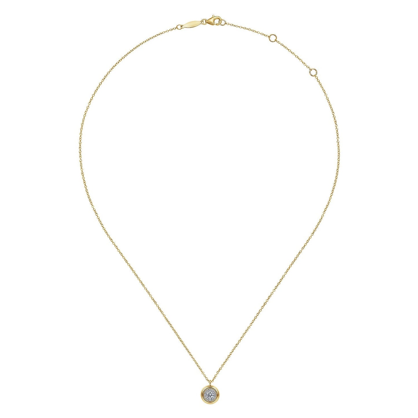 14K Yellow Gold Diamond Halo Pendant Necklace NK6617Y45JJ