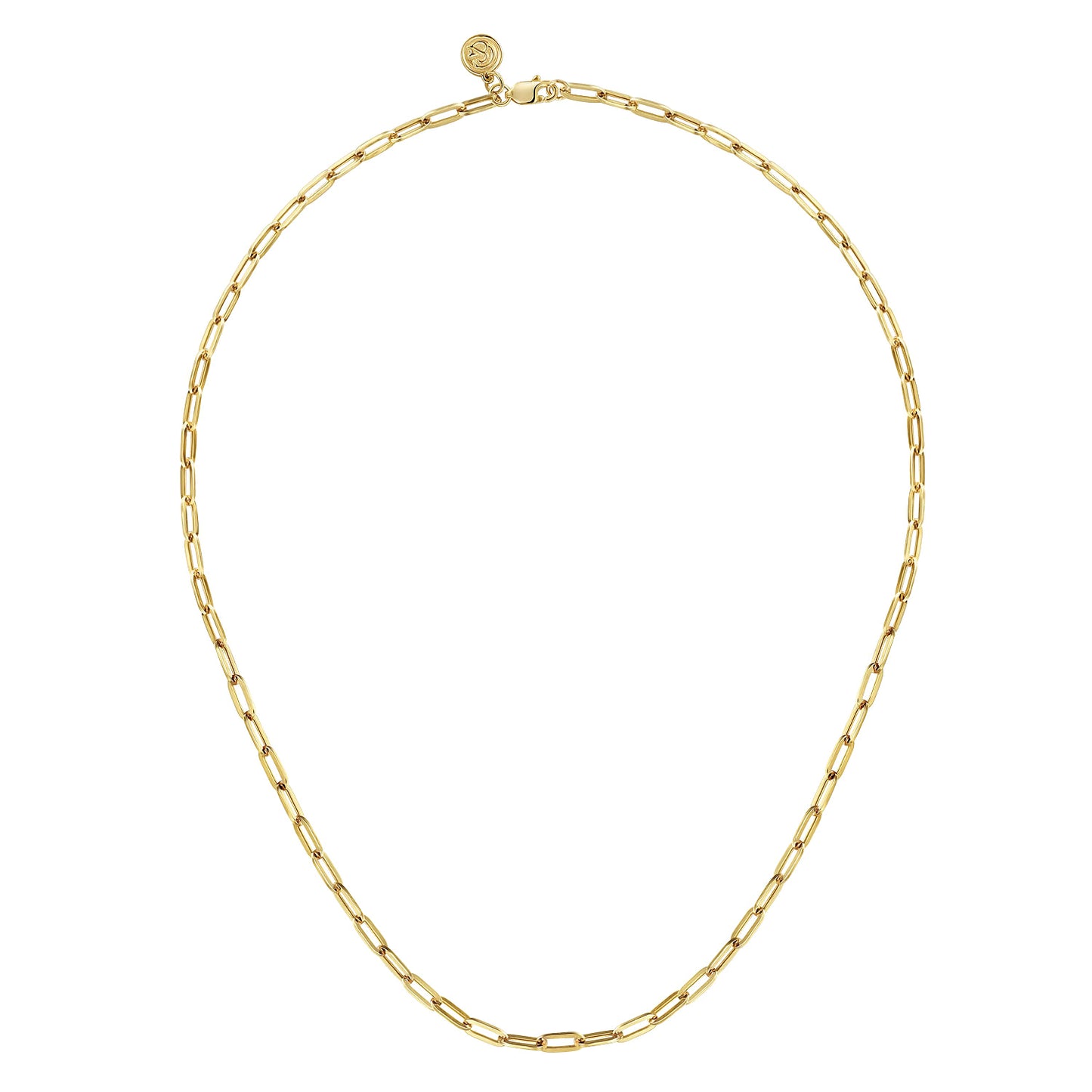 14K Yellow Gold Hollow Paper Clip Chain Necklace NK6769H-17Y4JJJ