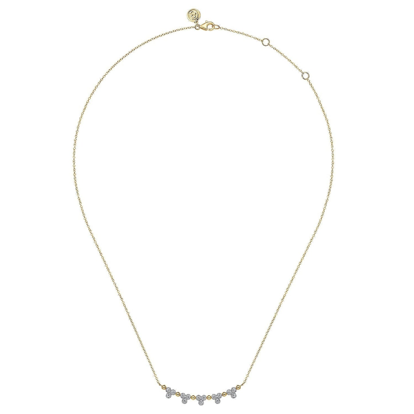 14K Yellow Gold Bujukan Bar Necklace with Diamond Trio Stations NK7181Y45JJ