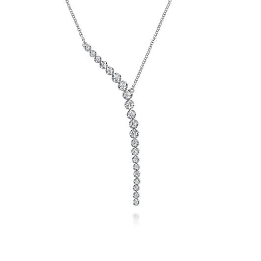 14K White Gold Diamond Y Necklace NK7580W45JJ - Dejaun Jewelers