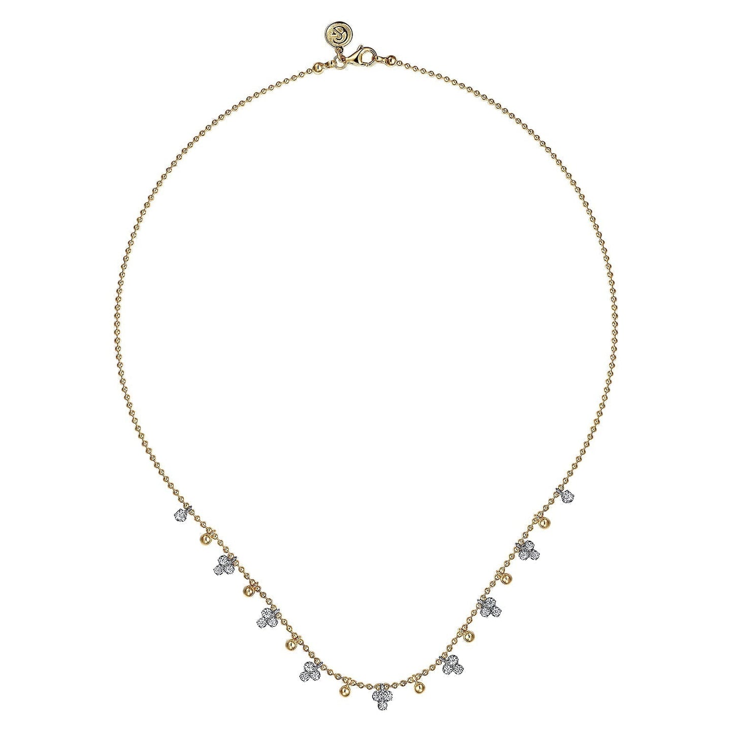 14K White & Yellow Gold Bujukan Beads and Diamond Droplet Necklace NK7793M45JJ