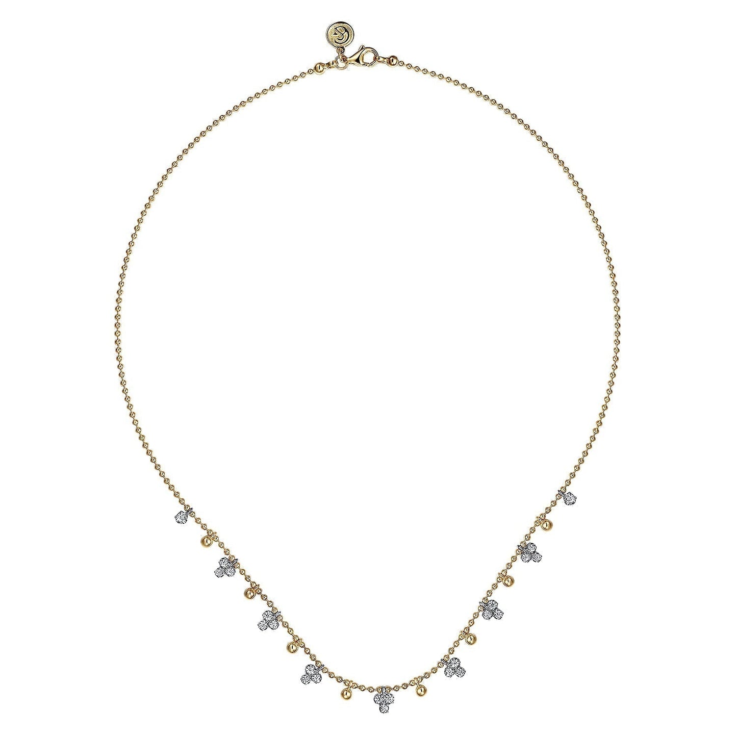 14K White & Yellow Gold Bujukan Beads and Diamond Droplet Necklace NK7793M45JJ