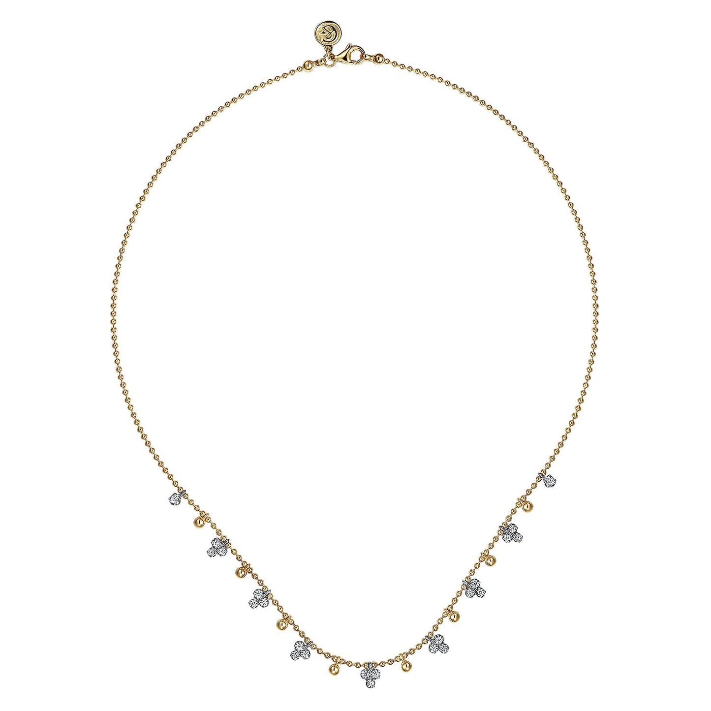 14K White & Yellow Gold Bujukan Beads and Diamond Droplet Necklace NK7793M45JJ