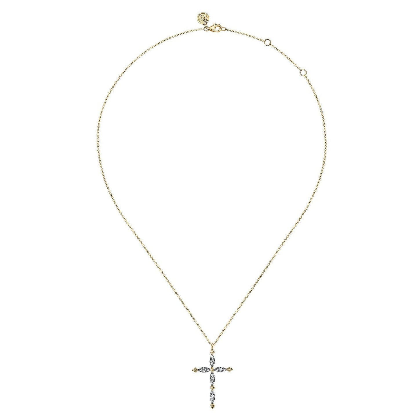 14K Yellow Gold Bujukan Diamond Cross Pendant Necklace NK7801Y45JJ