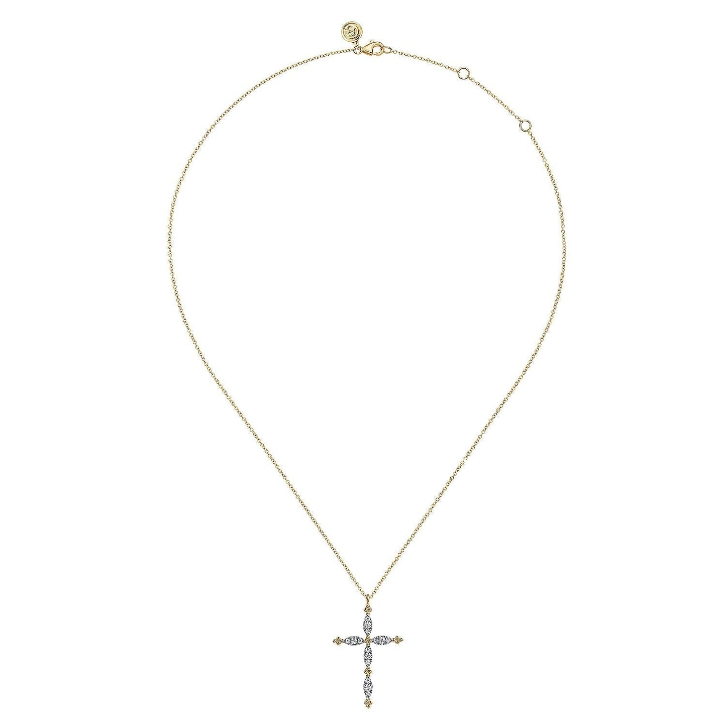 14K Yellow Gold Bujukan Diamond Cross Pendant Necklace NK7801Y45JJ